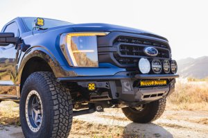 Ford F-150 Front Bumper - DV8 Offroad - Tube, Prerunner - Micro-texture black with gray skid plate accents - `21-`23
